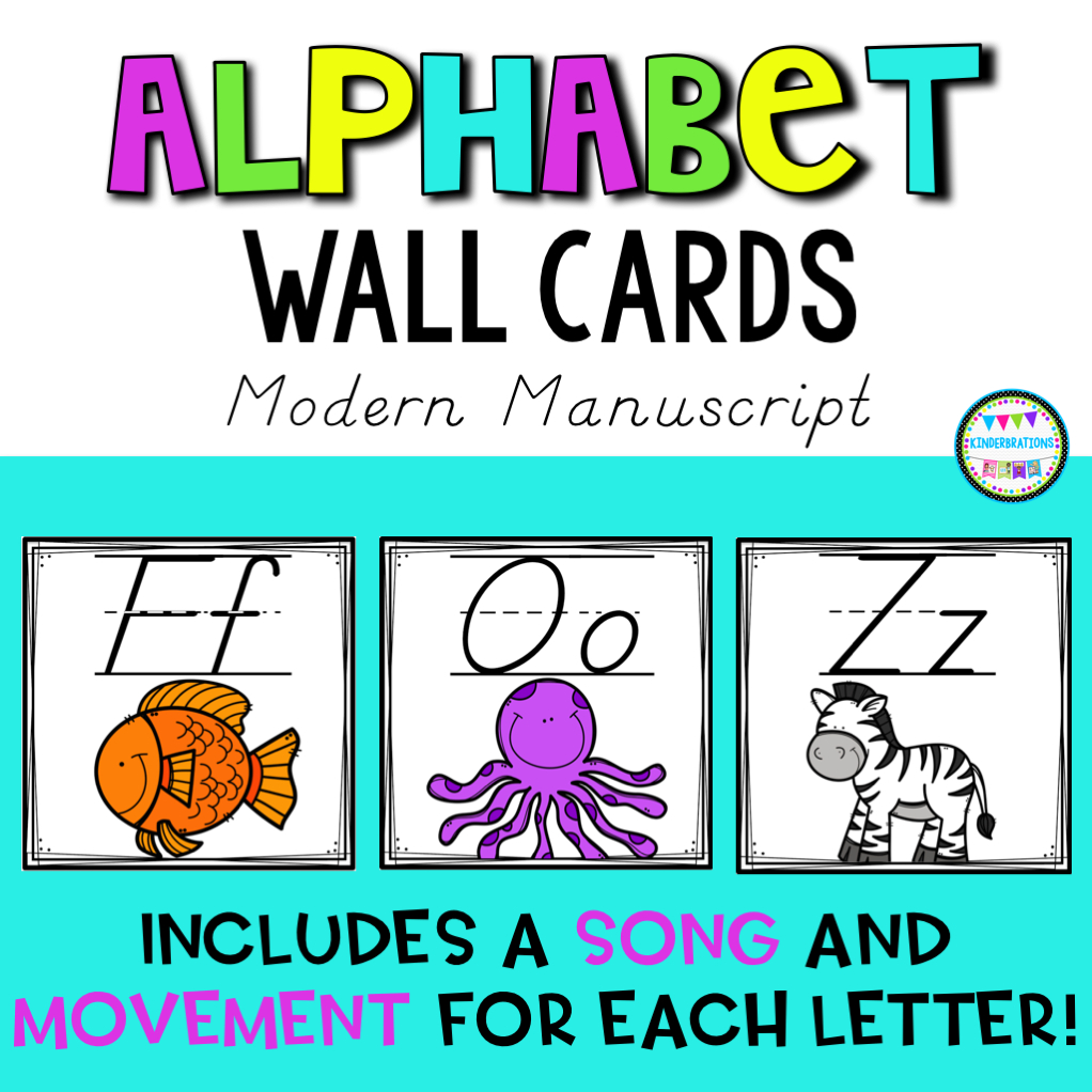 Modern (D&amp;#039;Nealian) Manuscript Alphabet Wall Cards With Song And with D&amp;amp;#039;nealian Alphabet Flash Cards Printable