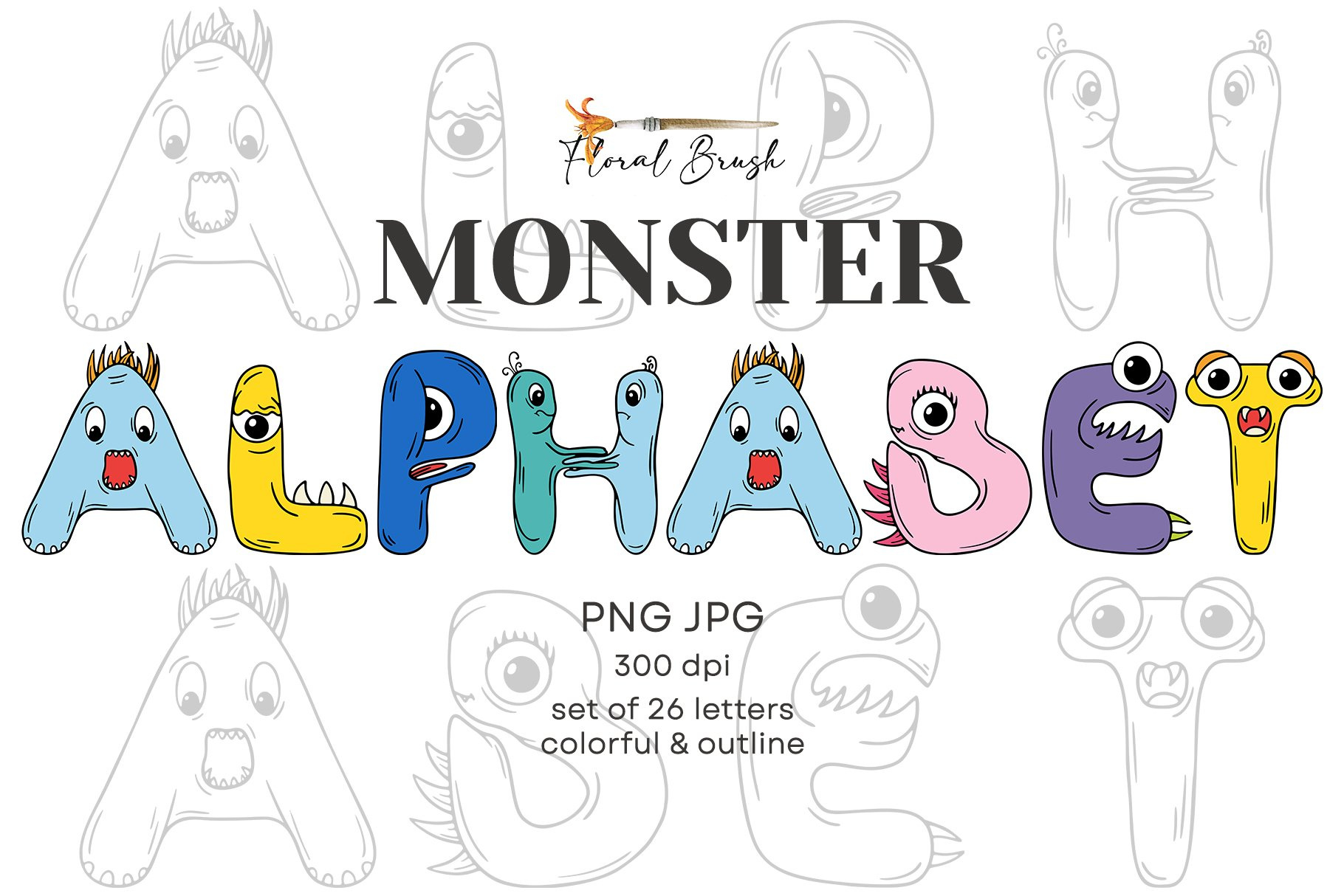 Monster Alphabet Abc Letters Clipart for Printable Monster Alphabet Letters