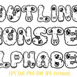 Monster Alphabet Lineart Clipart Letter Number Type Font With Regard To Free Printable Monster Alphabet Letters