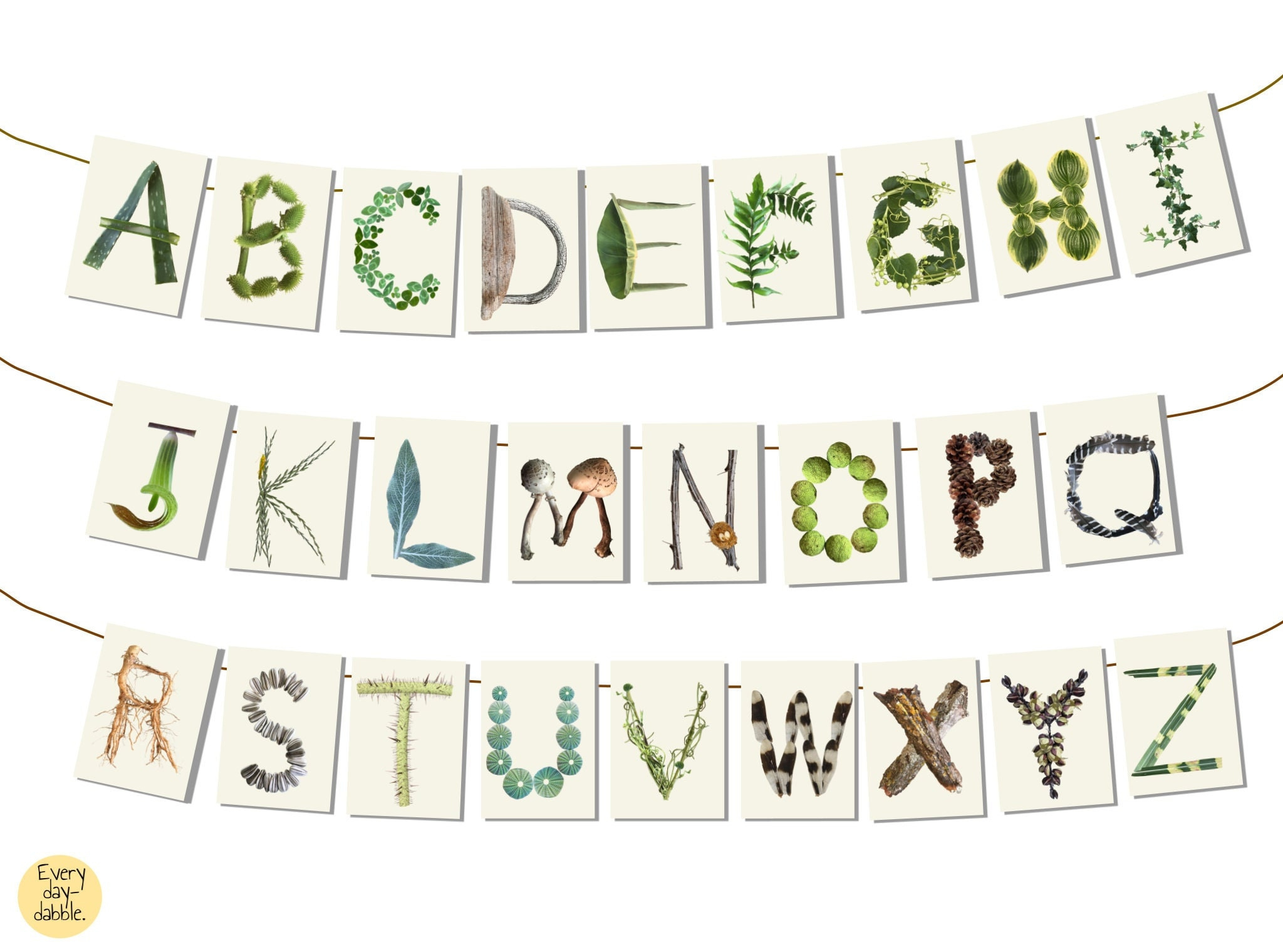 Nature Alphabet Letters Made With Natural Materials Botanical Abc in Printable Nature Alphabet Letters