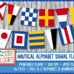 Nautical Alphabet Flags Printable Banner Digital Maritime Pennant For Printable Nautical Flag Alphabet