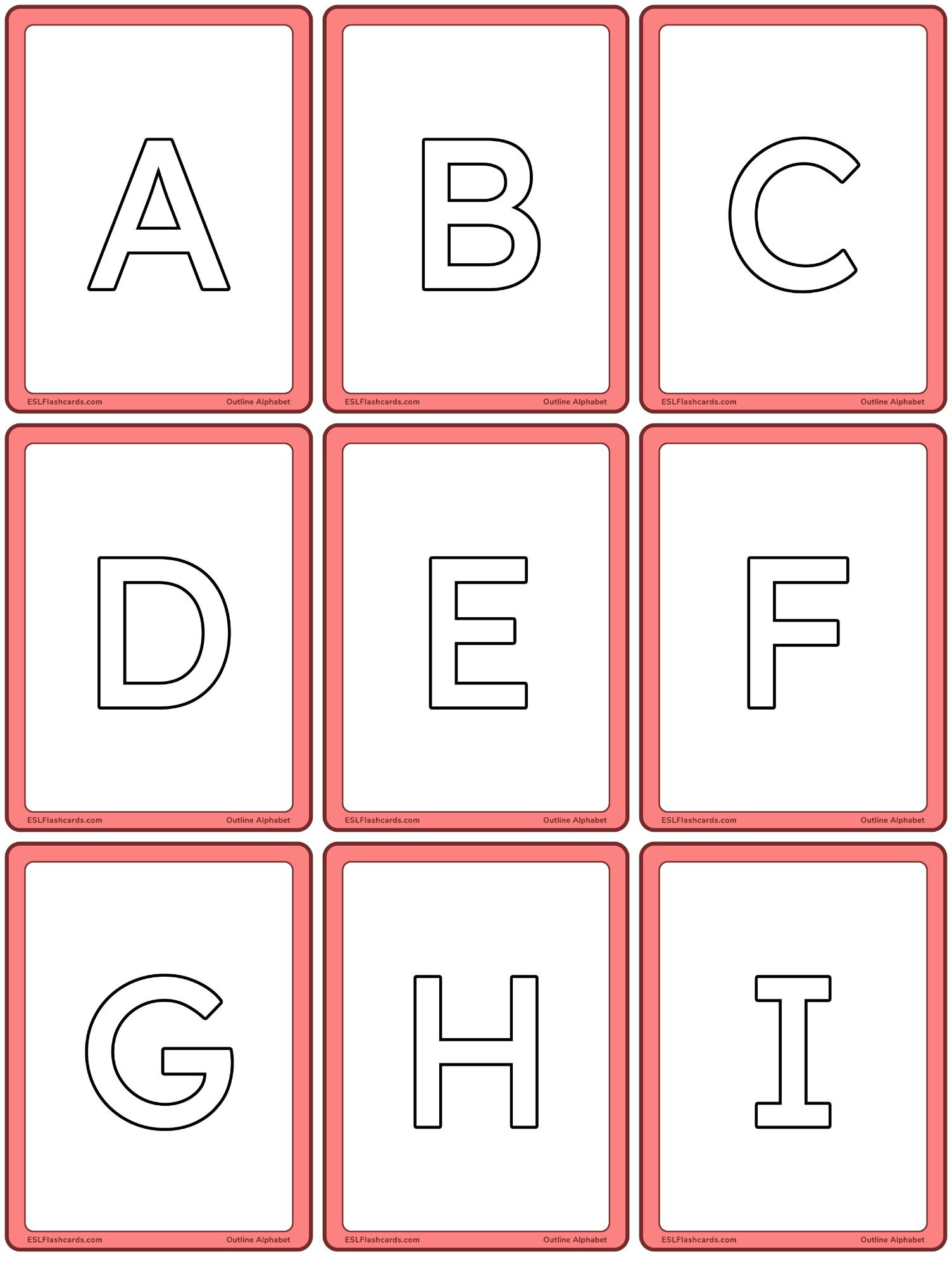 Outline Alphabet – Esl Flashcards for Medium Printable Alphabet Letters