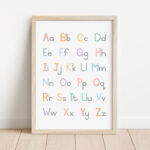 Pastel Alphabet Capitals & Lower Case Poster, Digital Download Pertaining To Alphabet Wall Art Printable