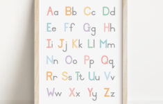 Pastel Alphabet Capitals & Lower Case Poster, Digital Download pertaining to Alphabet Wall Art Printable