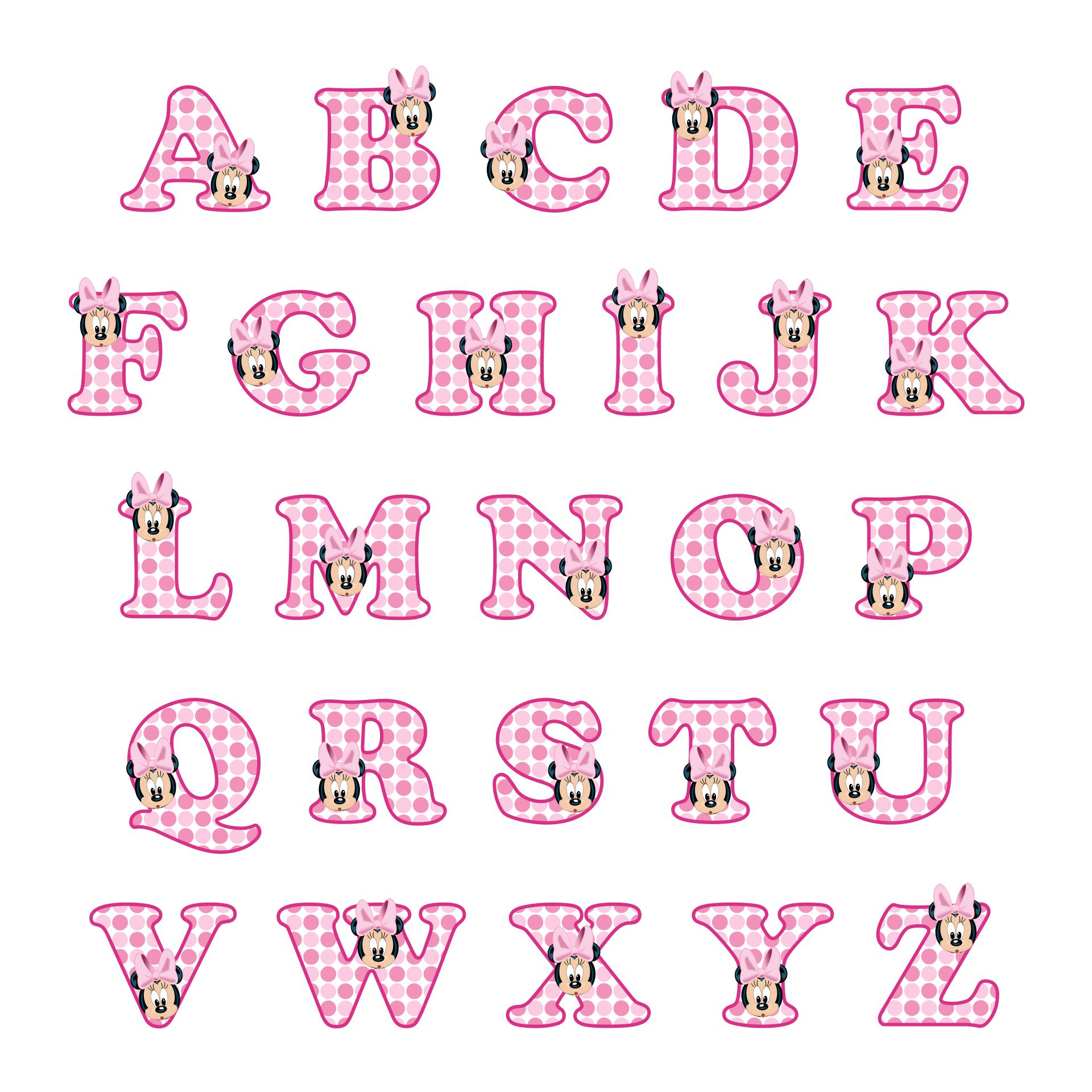 Pin Page intended for Free Printable Minnie Mouse Alphabet Letters