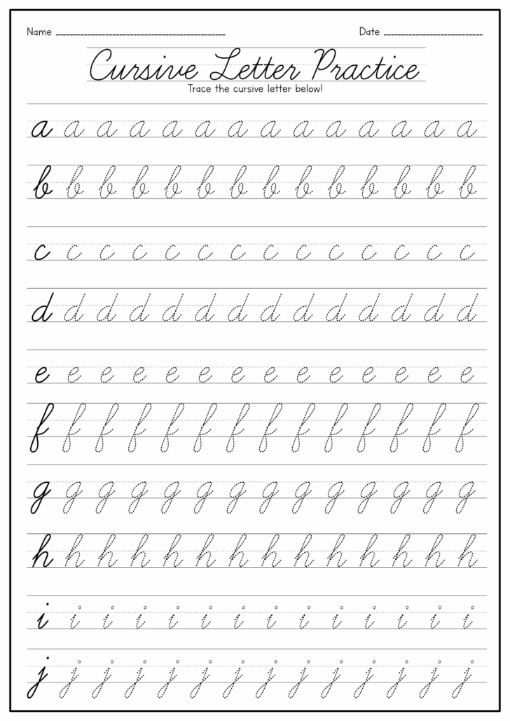 Cursive Alphabet Trace Printable