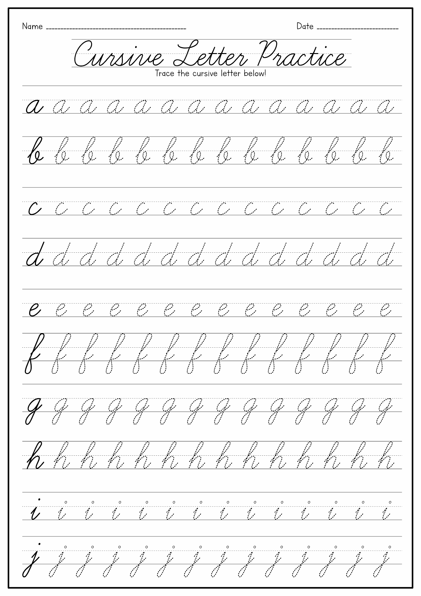 Pin Page with Cursive Alphabet Trace Printable