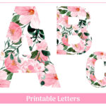 Pink Floral Alphabet Letters A Z, Numbers 0 9 Printable Clip Art Inside Printable Floral Alphabet Letters