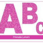 Pink Glitter Alphabet Letters A Z, Numbers 0 9 Printable Banner Intended For Pink Alphabet Letters Printable