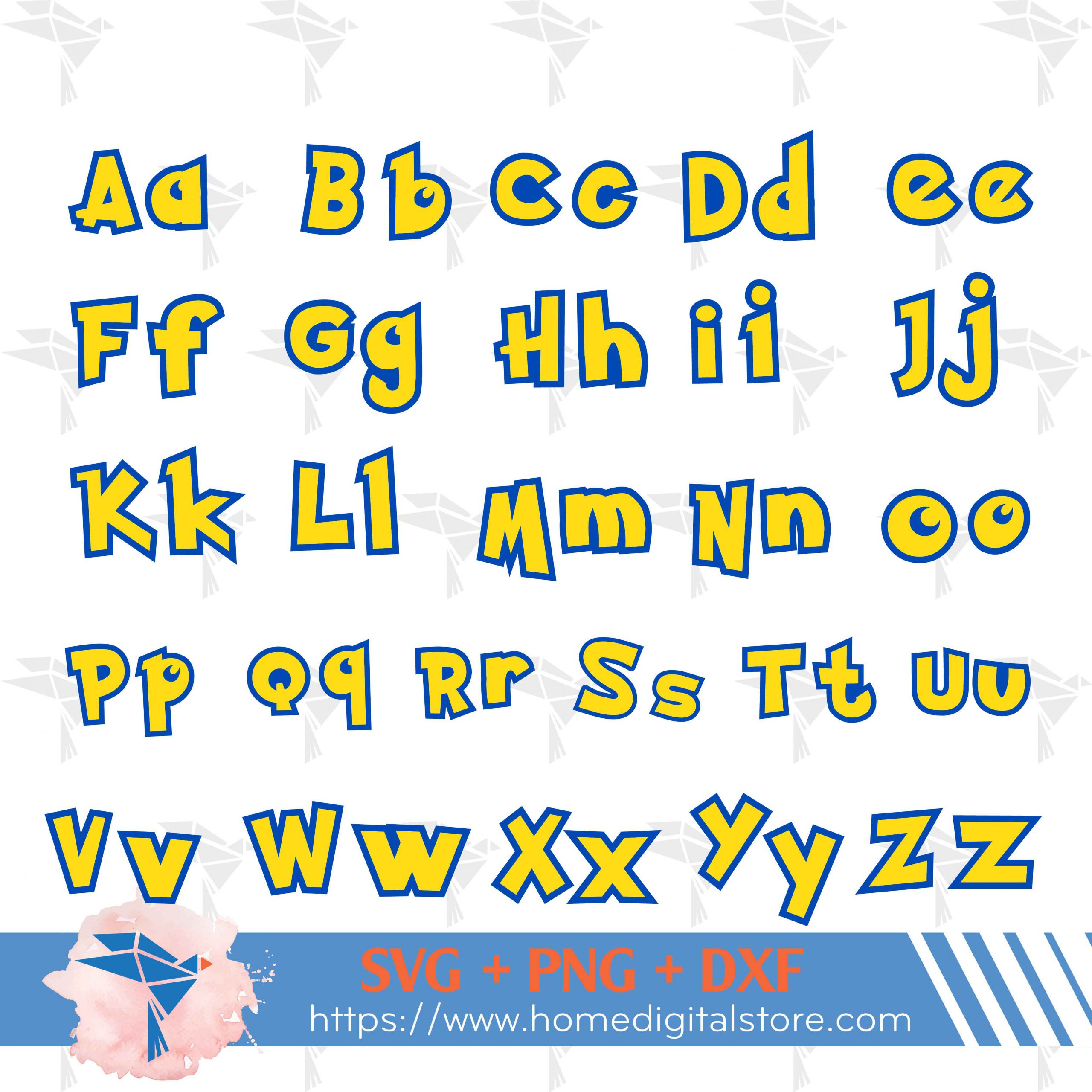 Pokemon Letters Svg, Png, Dxf Instant Download Files For Cricut Design Space, Silhouette, Cutting, Printing, Or More within Free Printable Pokemon Alphabet Letters