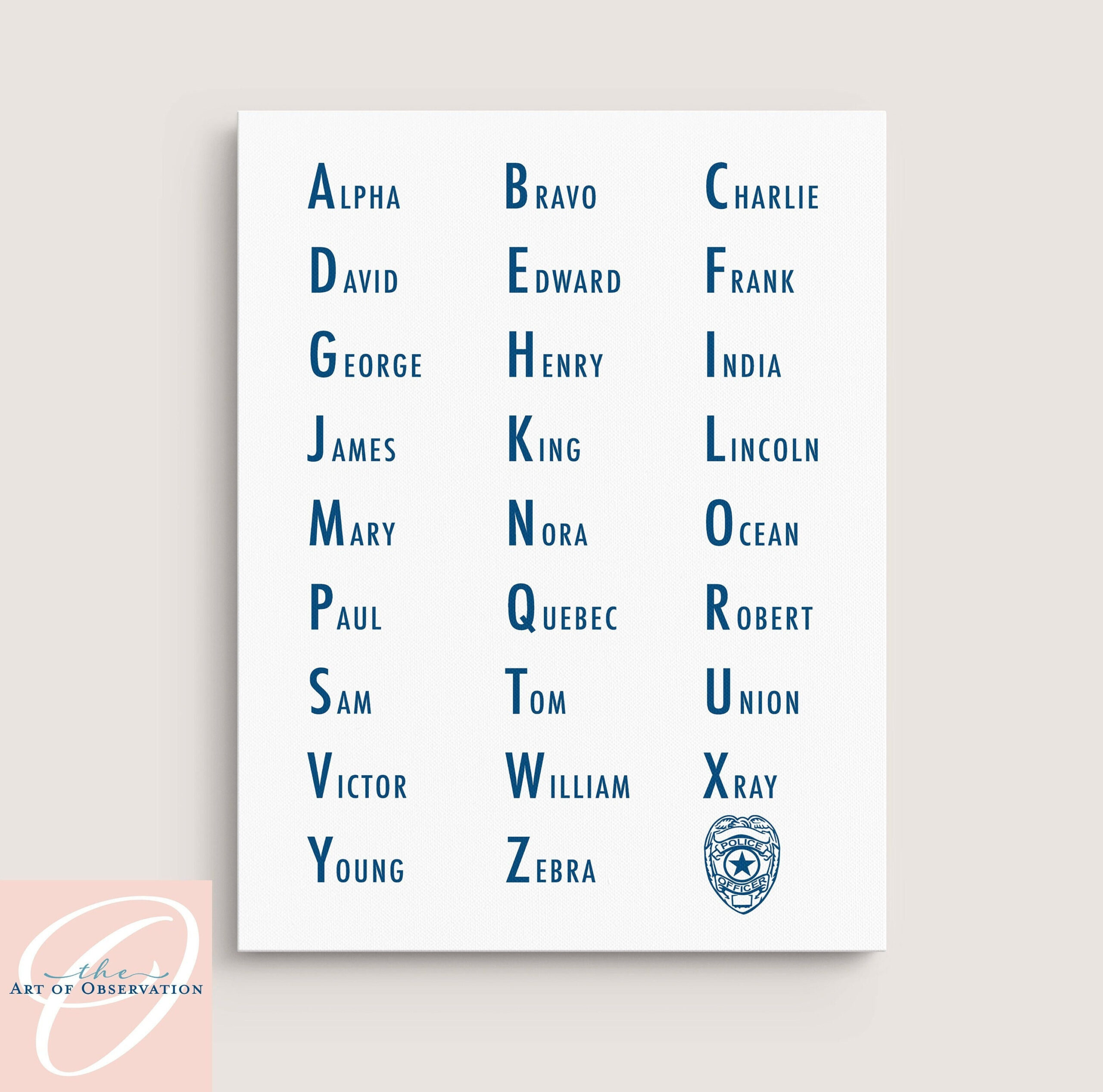 Police Phonetic Alphabet Print Or Canvas Alphabet Sign Kids Abc with Police Phonetic Alphabet Printable