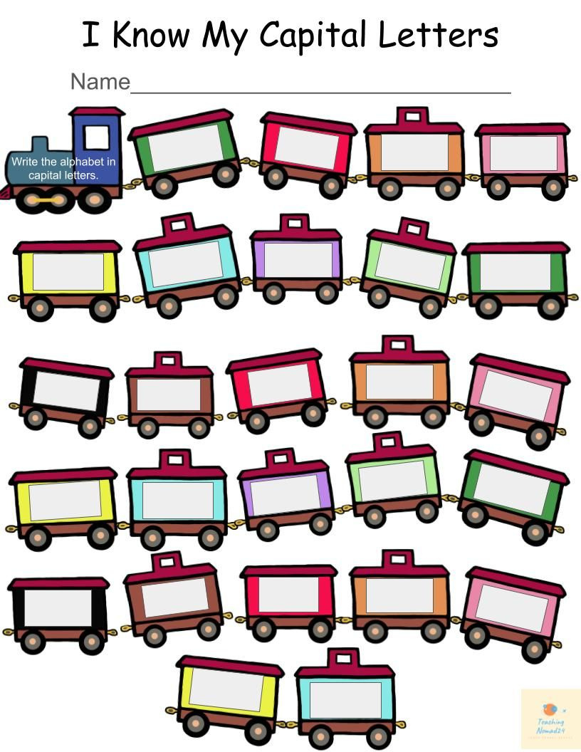 Pre-Kindergarten &amp;amp; Kindergarten Alphabet Activity within Kindergarten Alphabet Train Printable