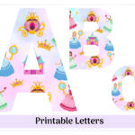 Princess Alphabet Clip Art Letters A Z And Numbers 0 9 Printable For Printable Princess Alphabet Letters