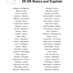 Print 50 States And Capitals List – Free Printable Regarding Printable List Of 50 States And Capitals In Alphabetical Order