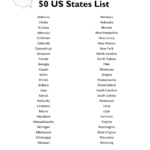 Print 50 States List – Free Printable In List Of All 50 States In Alphabetical Order Printable