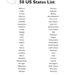 Print 50 States List – Free Printable Inside 50 States List Alphabetical Order Printable