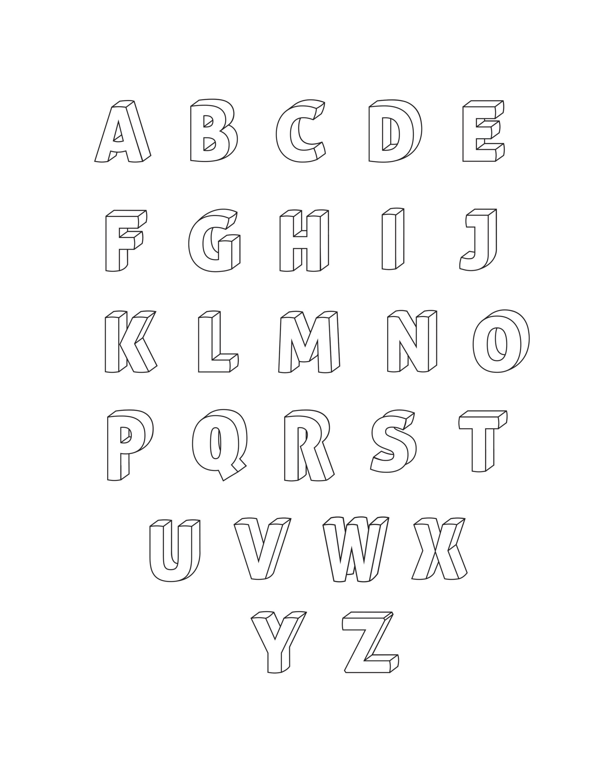 Printable 3D Bubble Letters Alphabet regarding 3D Alphabet Templates Cut Out Printable 3D Letters Template
