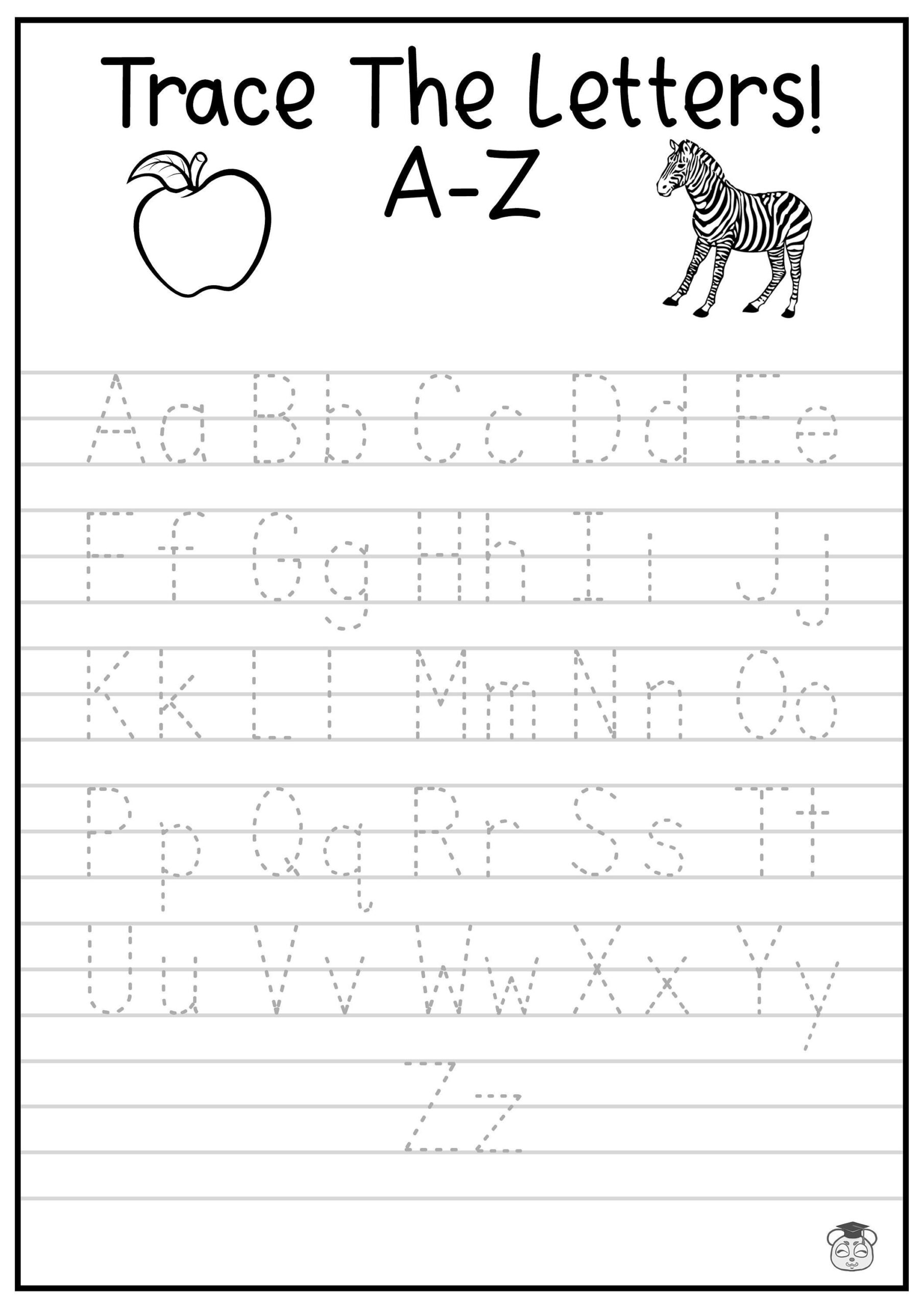 Printable A-Z Letter Tracing Worksheet Capital And Lowercase with regard to Printable Dotted Alphabet A To Z