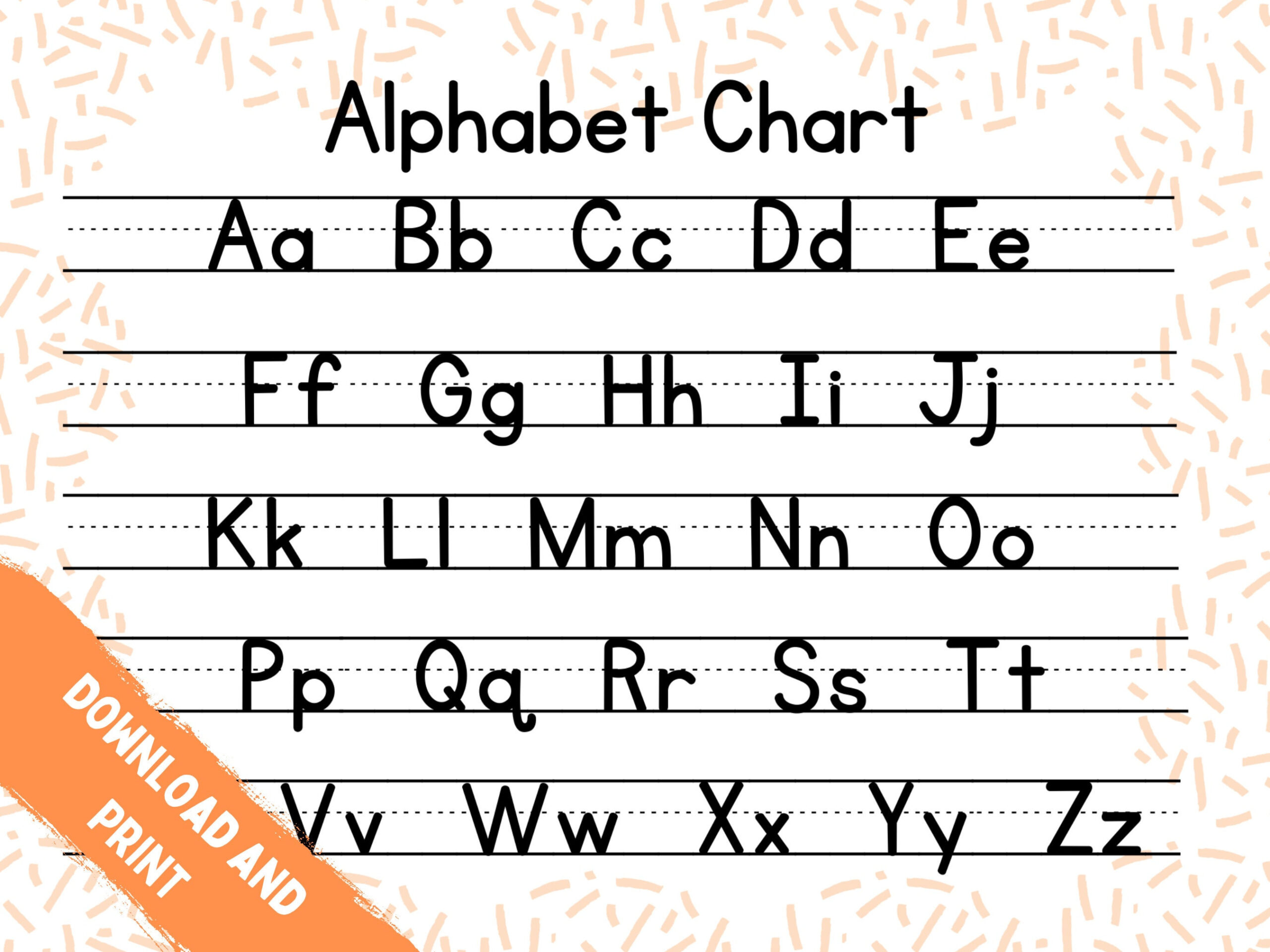 Printable Abc Chart, Alphabet Chart, Handwriting Chart, Homeschool inside Alphabet Writing Chart Printable