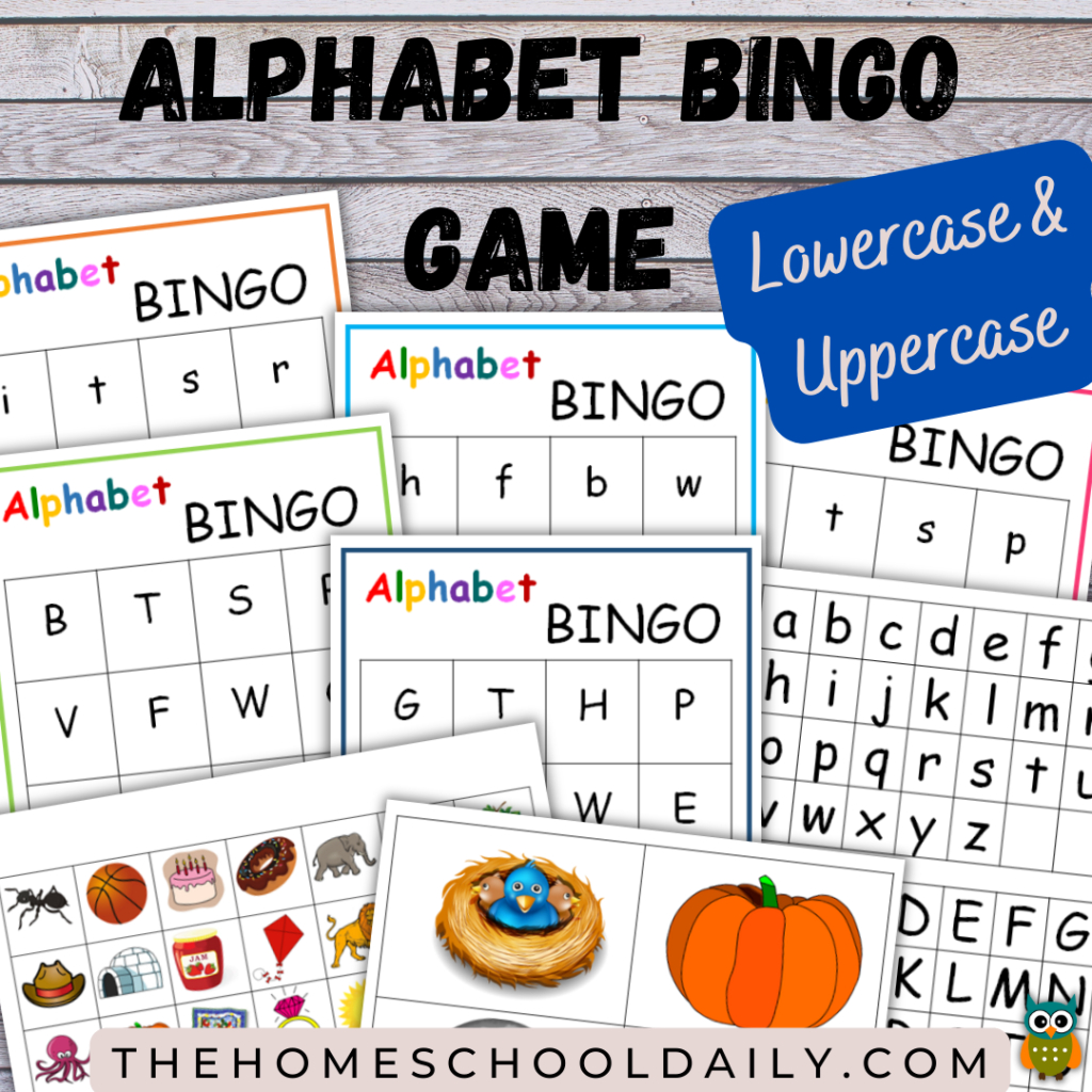 Printable Alphabet Bingo Game - The Homeschool Daily for Alphabet Bingo Printable Free