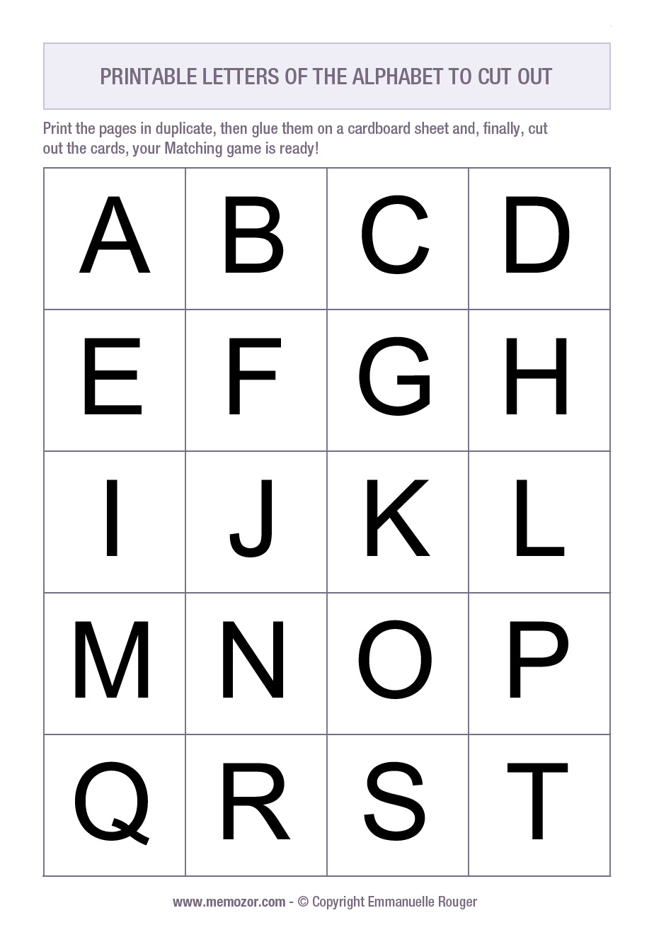 Printable Alphabet Letters - 26 Letters (A-Z) | Memozor for Printable List of Alphabet Letters