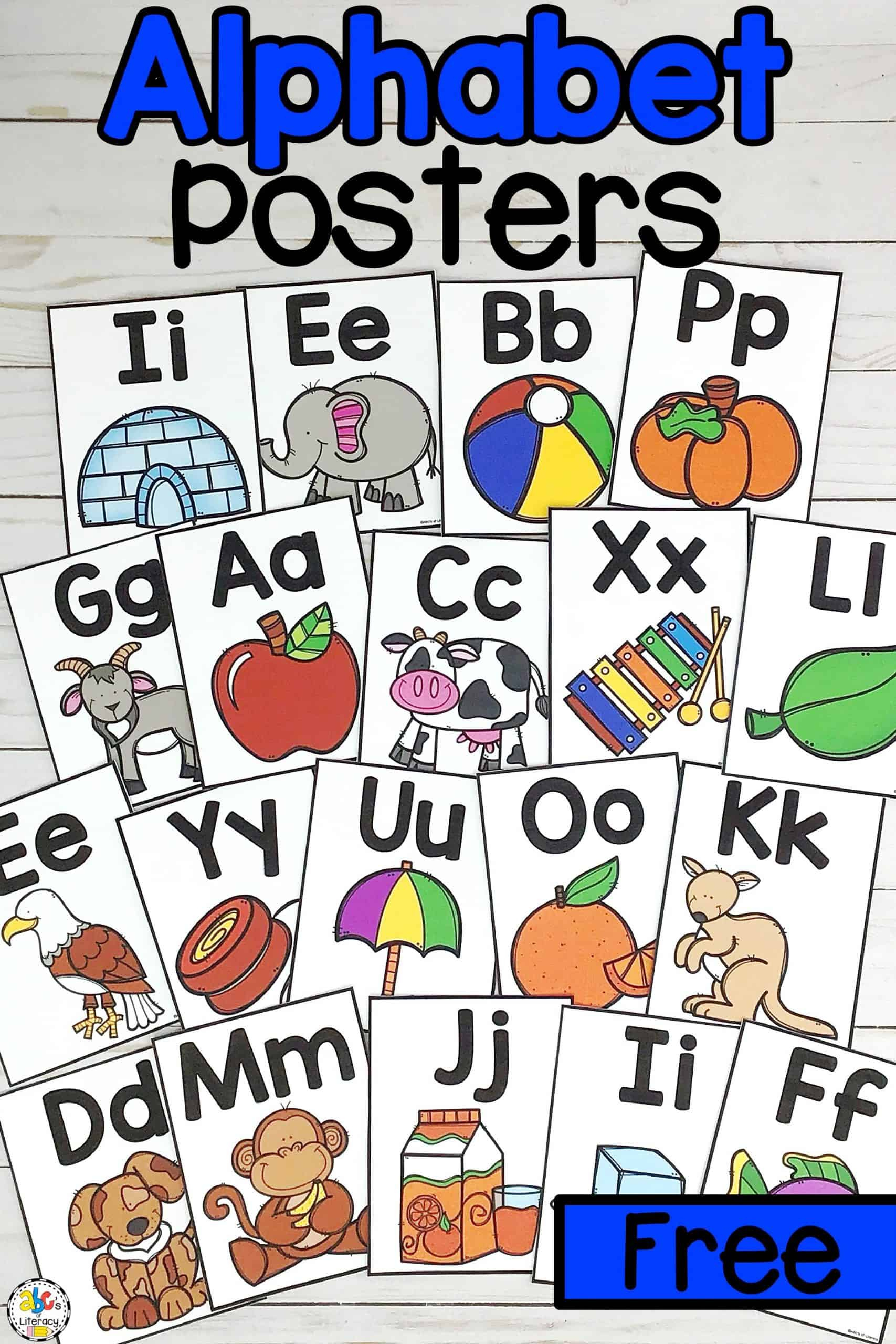 Printable Alphabet Posters pertaining to Alphabet with Pictures Free Printable