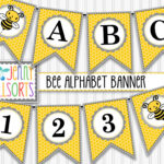 Printable Bee Banner Sign Pennants Digital Honey Bee Alphabet Pertaining To Printable Bee Alphabet Letters