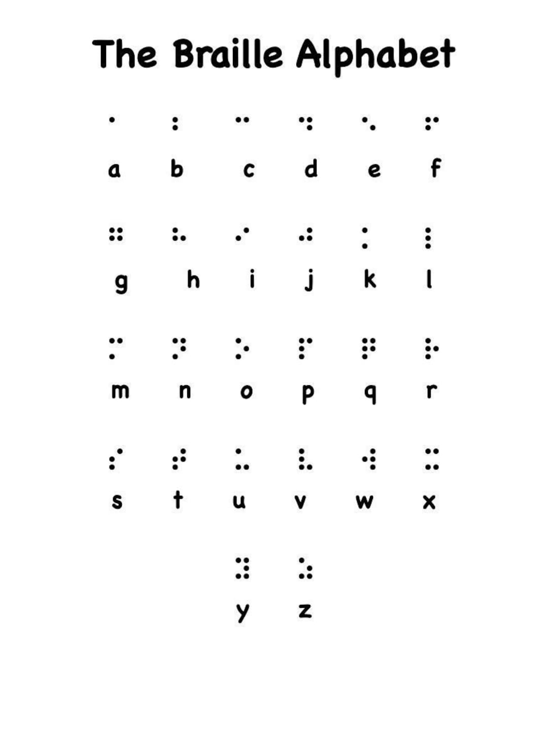 Printable Braille Alphabet Chart - Etsy intended for Braille Alphabet Chart Printable