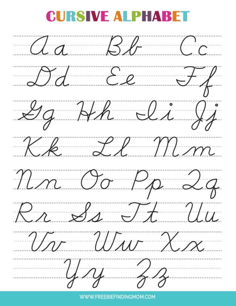 Printable Cursive Alphabet Chart Pdf (Upper And Lowercase Letters intended for Cursive Letters Alphabet Upper Case And Lower Case Printable