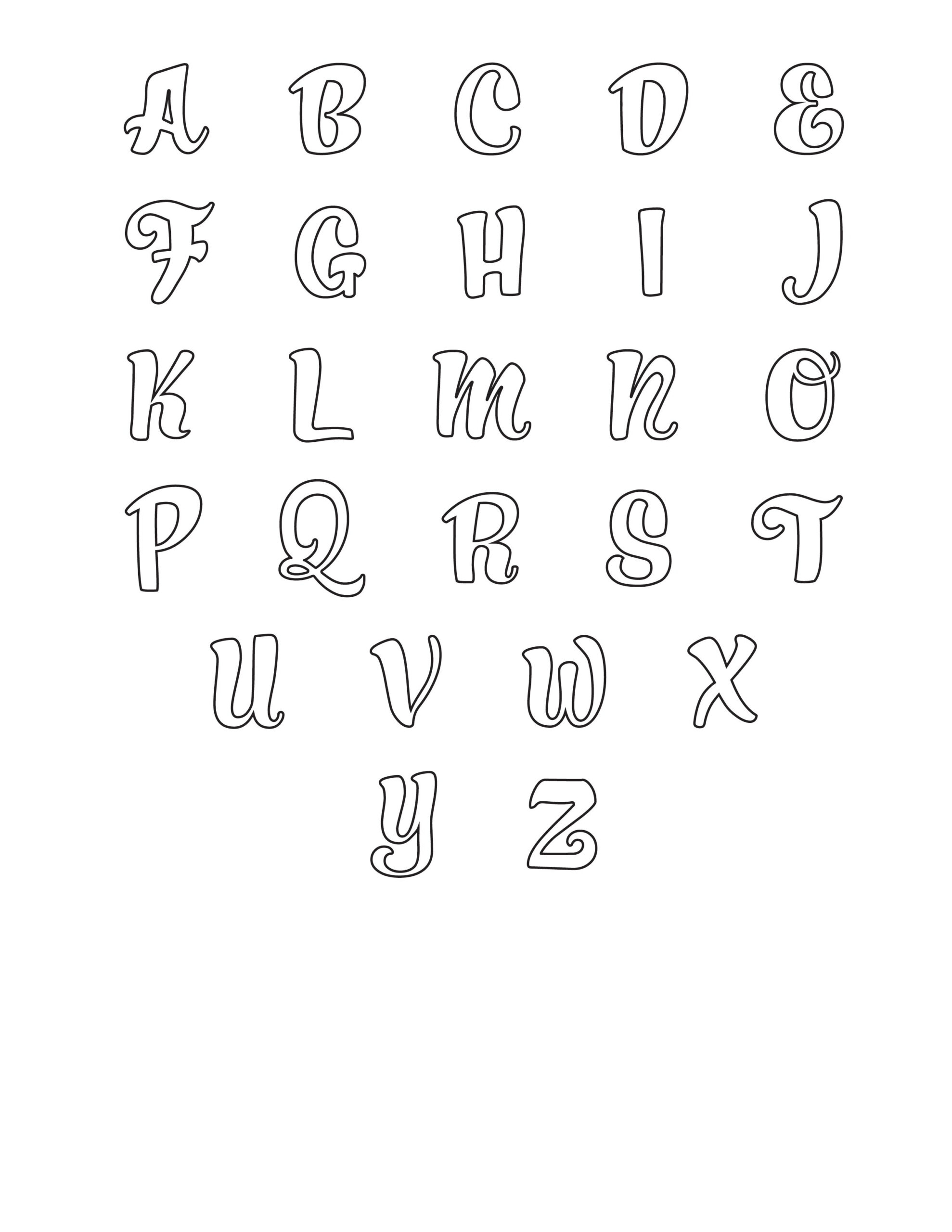 Printable Cursive Bubble Letters Alphabet throughout Printable Alphabet Letters In Different Fonts