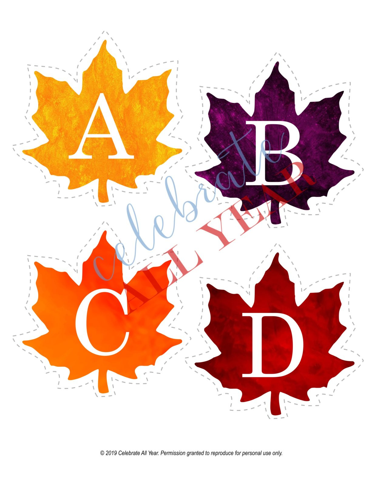 Printable Fall Leaves Alphabet Set – Celebrate All Year within Cut Out Free Printable Fall Alphabet Letters