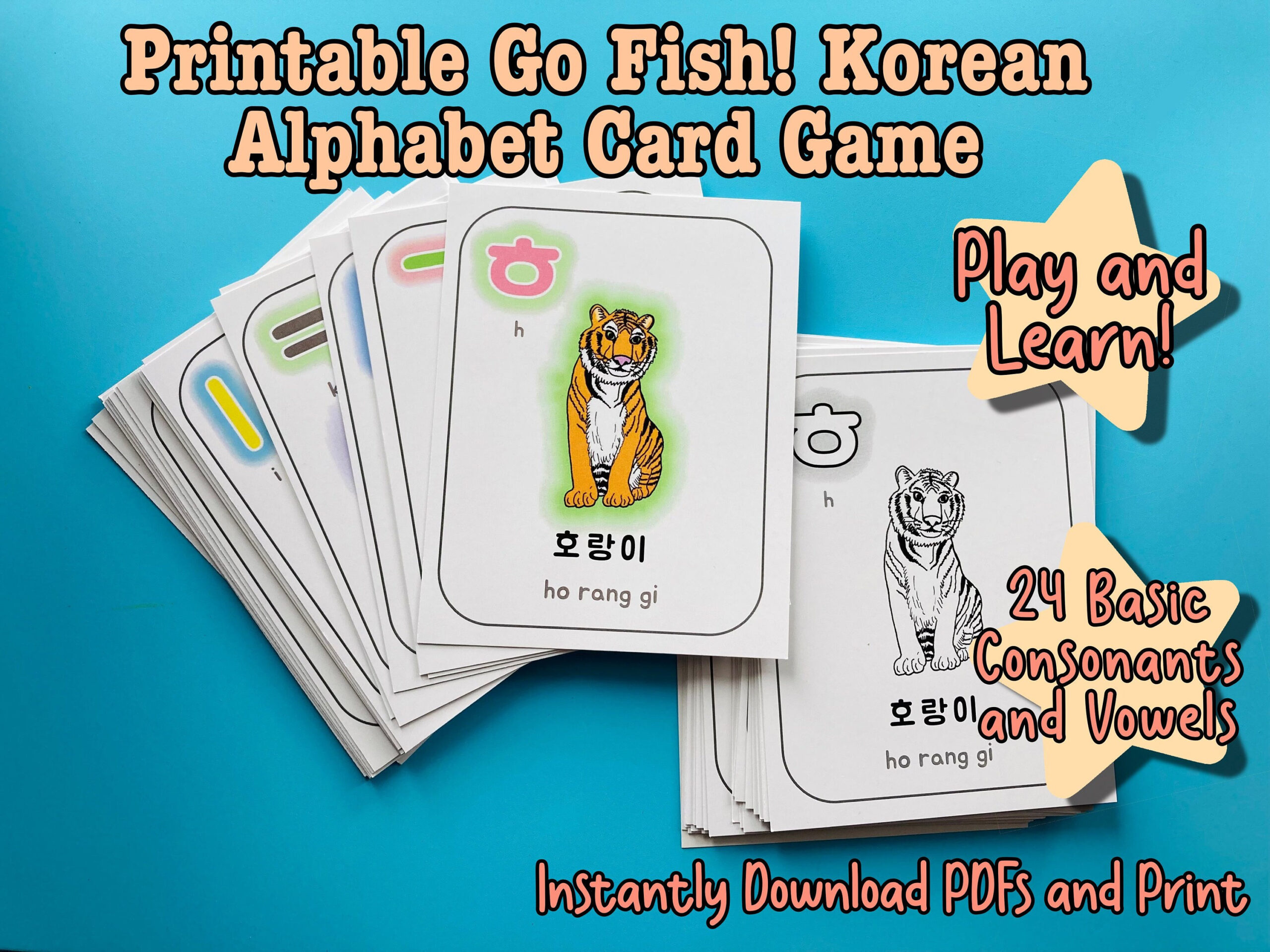 Printable Go Fish Korean Alphabet Cards For Learning And Playing with regard to Alphabet Go Fish Game Printable