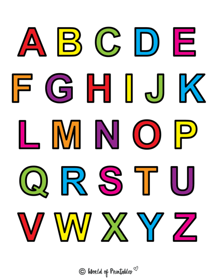 Coloured Alphabet Letters Printable