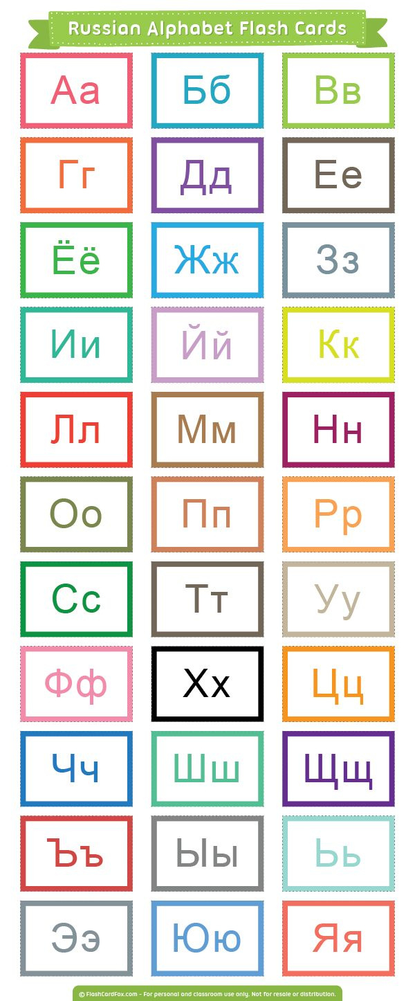 Printable Russian Alphabet Flash Cards in Russian Alphabet Flashcards Printable