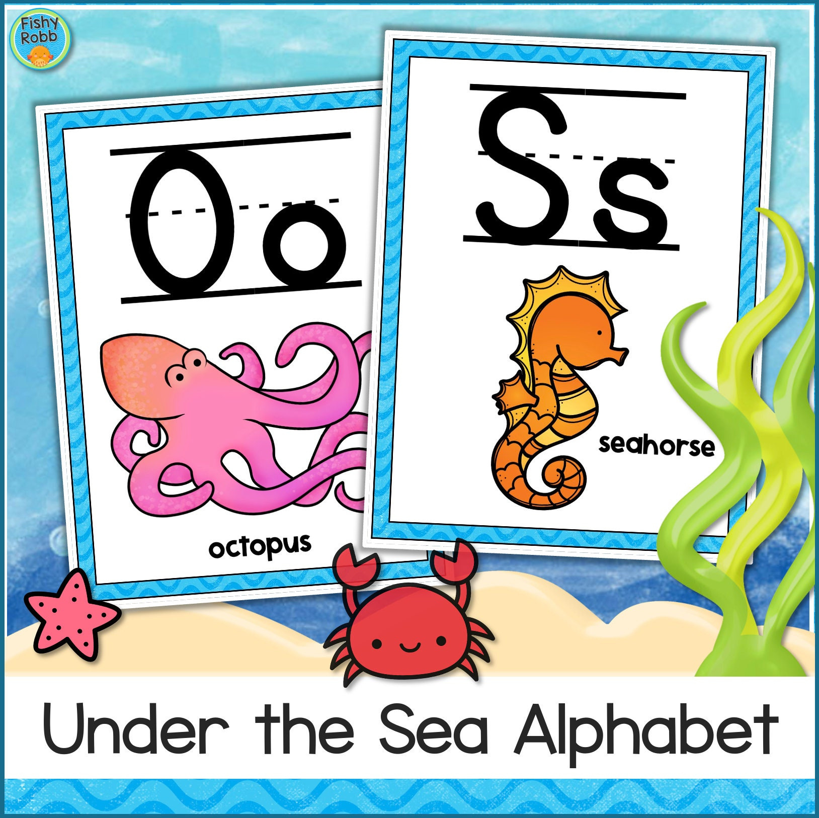 Printable Under The Sea Ocean Theme Abc Alphabet Posters Letters A pertaining to Under the Sea Alphabet Printable