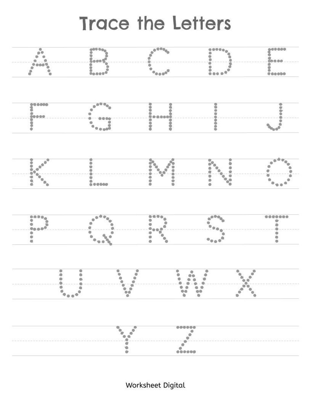 Printable Worksheets Trace The Letters Uppercase A Z Preschool in Printable Dotted Alphabet A to Z