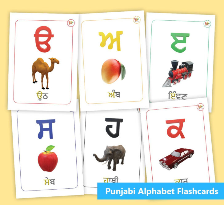 Punjabi Alphabet Flash Cards Printable