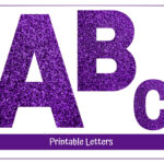 Purple Glitter Alphabet Letters A Z, Numbers 0 9 Printable Banner Intended For Printable Purple Alphabet Letters