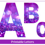 Purple Sparkle Alphabet Letters A Z, Numbers 0 9 Printable Banner Pertaining To Printable Purple Alphabet Letters