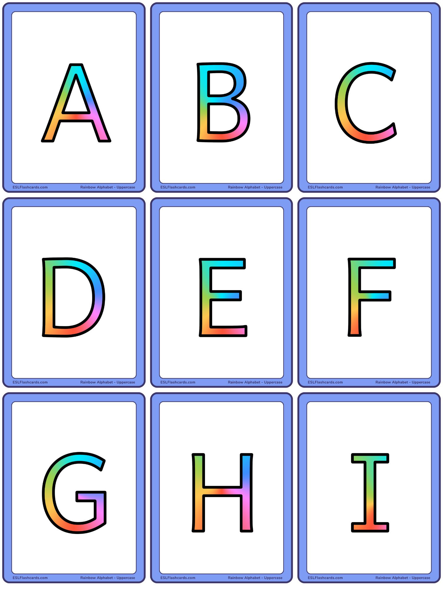 Rainbow Alphabet – Esl Flashcards in Printable Rainbow Alphabet Letters