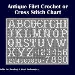 Reproduction Antique 1912 Pattern Chart For Filet Crochet / Cross For Filet Crochet Free Printable Crochet Alphabet Patterns