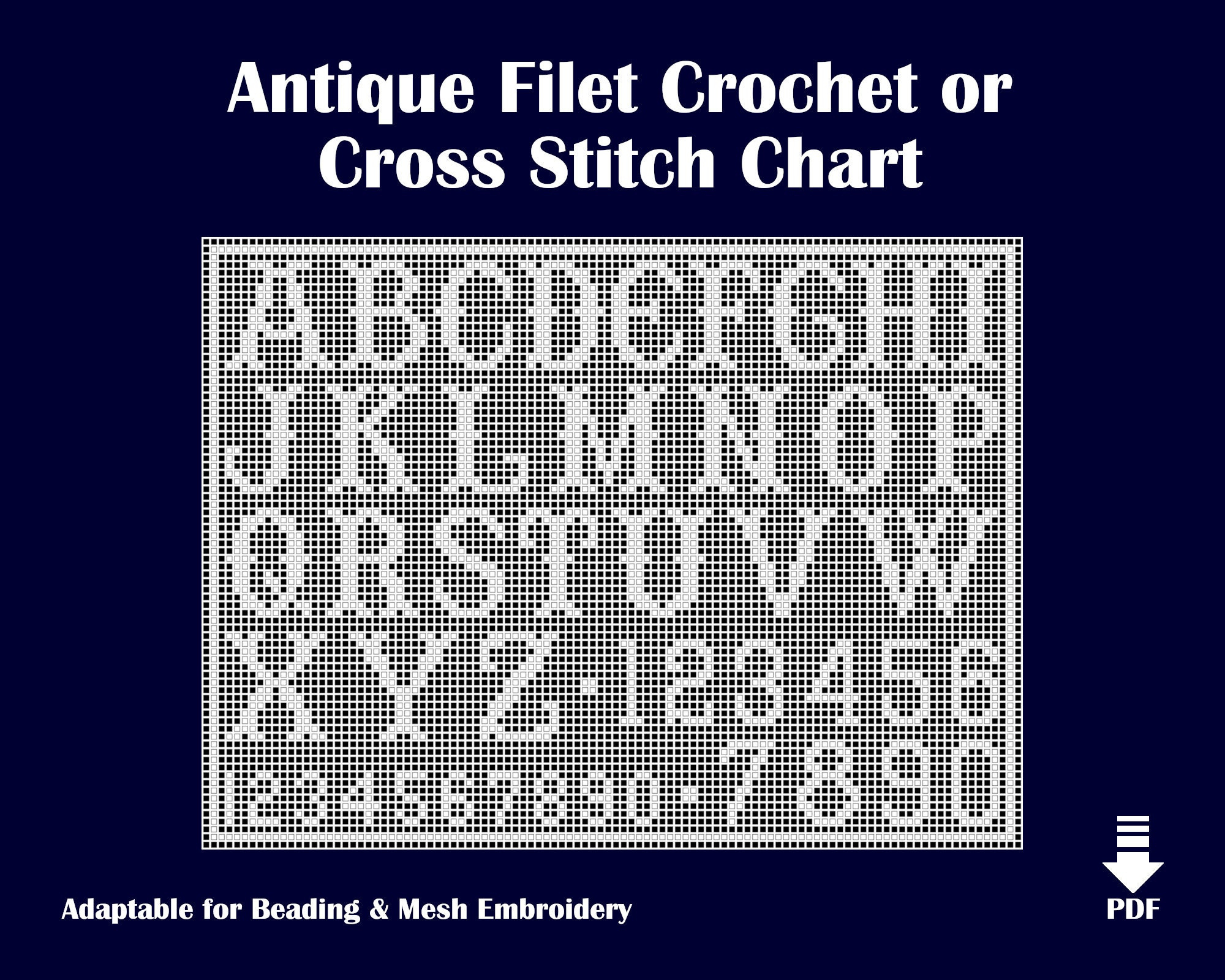 Reproduction Antique 1912 Pattern Chart For Filet Crochet / Cross for Filet Crochet Free Printable Crochet Alphabet Patterns