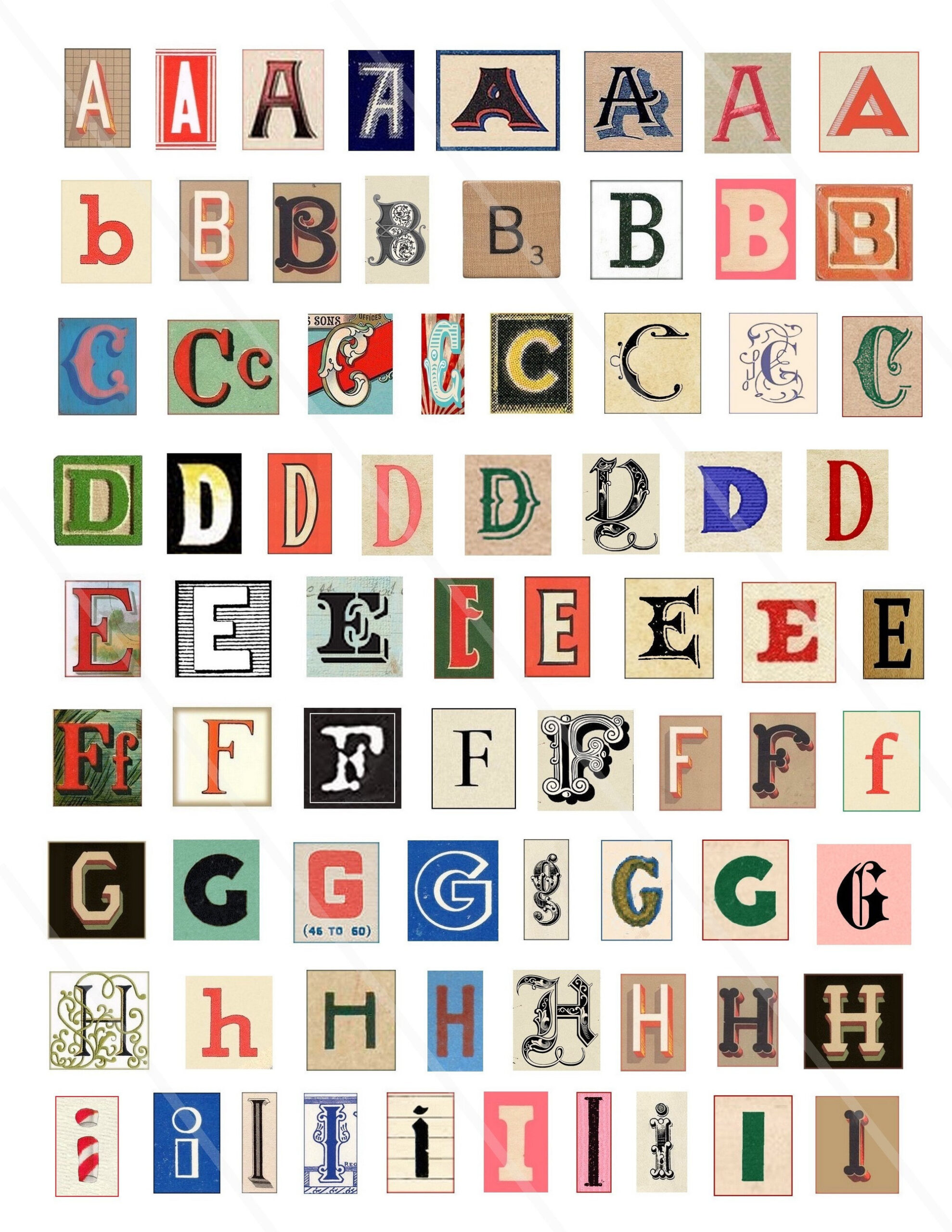 Retro Printable Alphabet Letters, Vintage Alphabet Cliparts,Scrapbook Paper Fonts Junk Journal pertaining to Vintage Alphabet Letters Printable