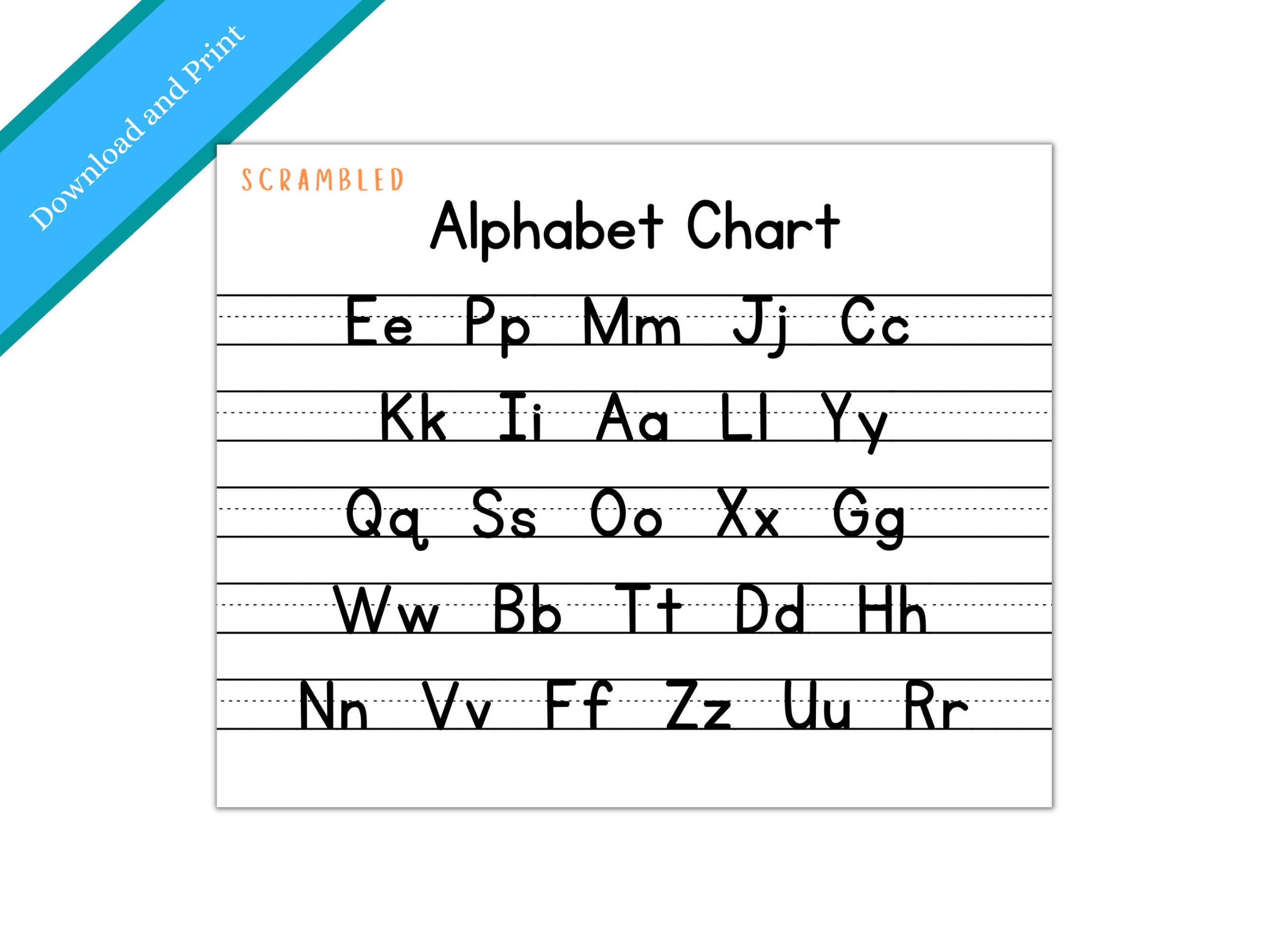 Scrambled Alphabet Chart / Printable Abc Chart / Alphabet Chart with Printable Mixed Up Alphabet Chart