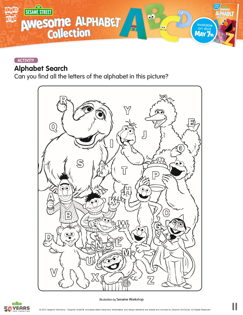 Sesame Street Alphabet Search Activity Page - Mama Likes This with regard to Sesame Street Printable Alphabet