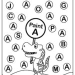 Set Of Abc Dinosaur Trex Activity Paint A Dot Preschool Coloring With Regard To Free Printable Dinosaur Alphabet Poster