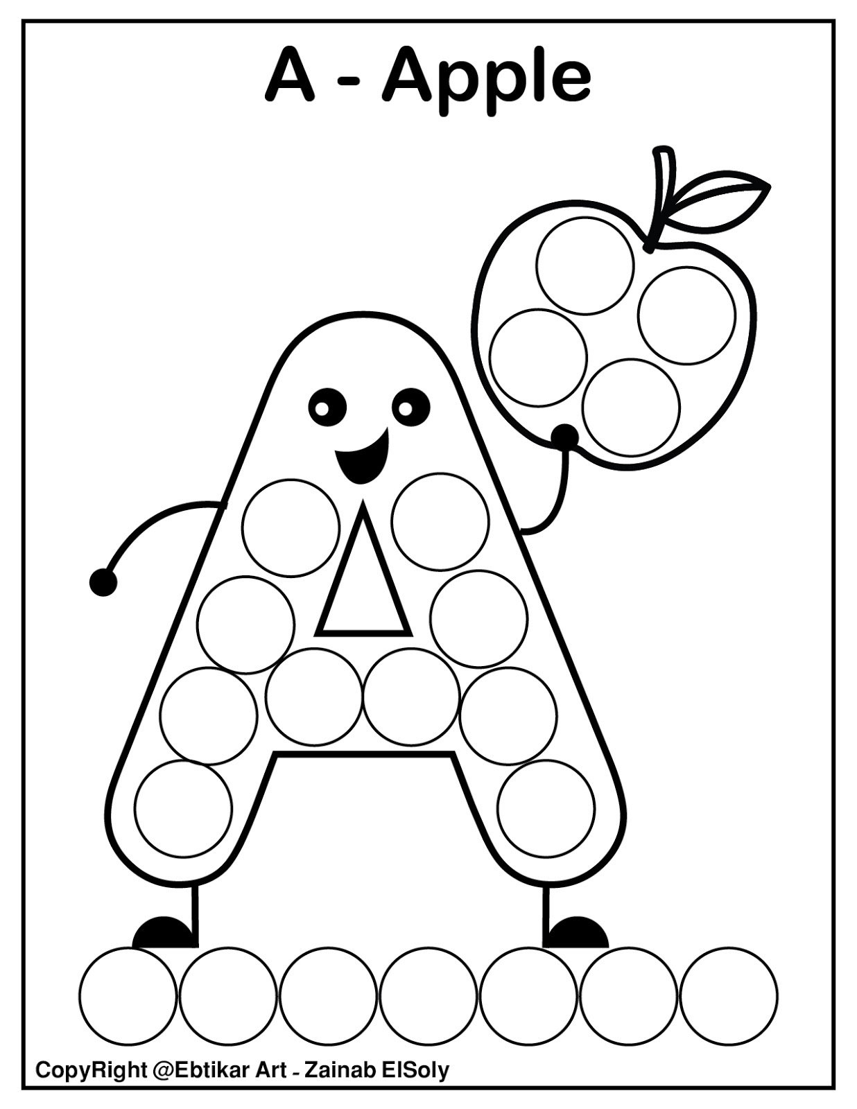 Set Of Abc Dot Marker Coloring Pages throughout Dot Art Alphabet Printable