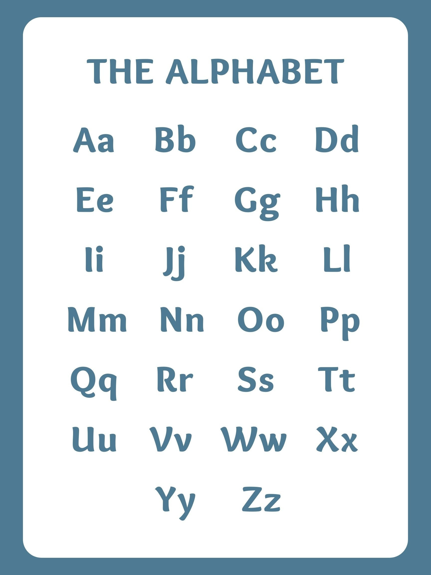 Simple Alphabet Chart - Download Pdf - Etsy pertaining to English Alphabet Chart Printable