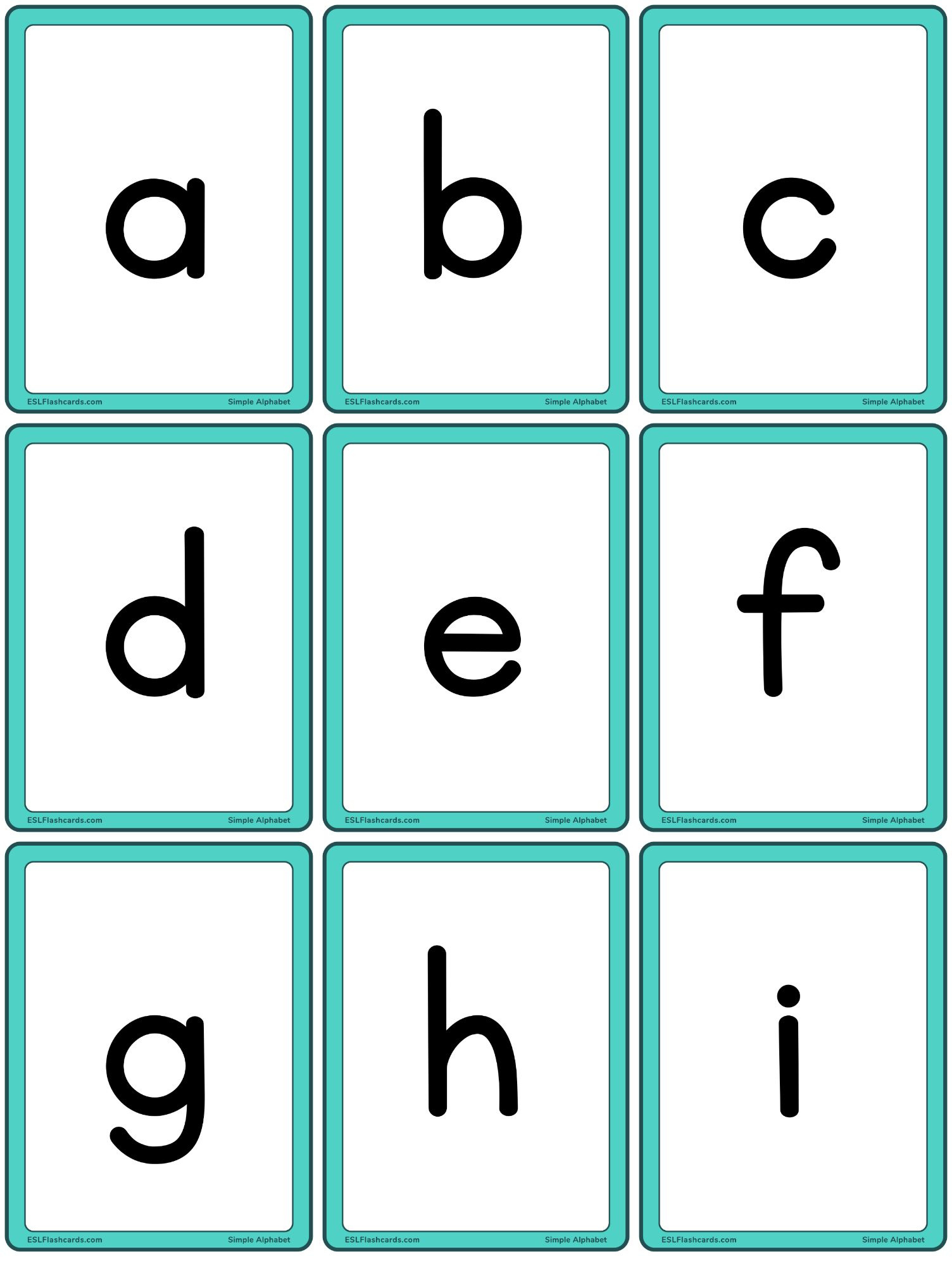 Simple Alphabet – Esl Flashcards for Alphabet Flash Cards Printable No