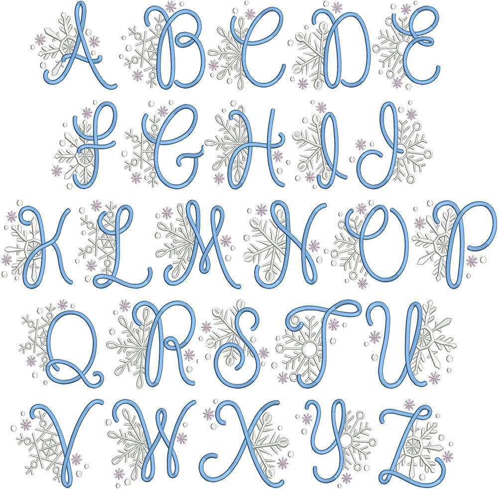 Snowflake Alphabet | Machine Embroidery Designsjuju within Printable Snowflake Alphabet Letters